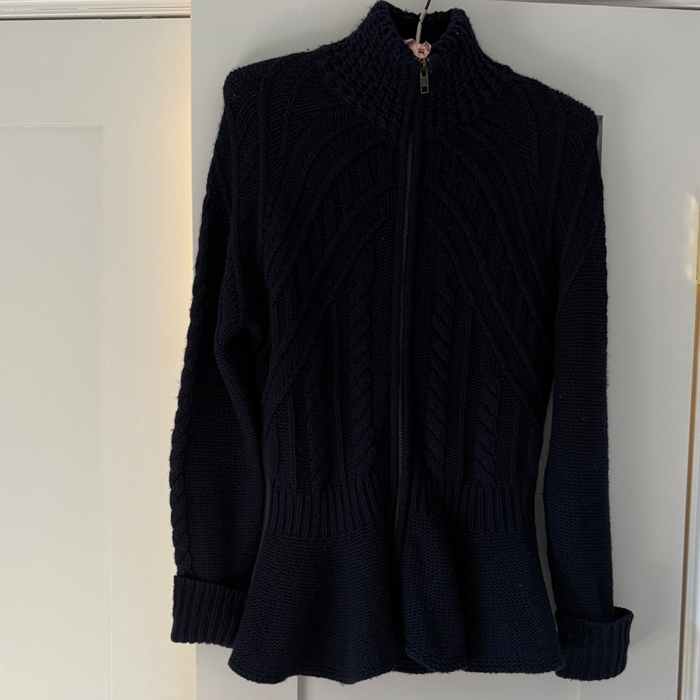 Autumn Cashmere Navy Cable Knit Turtleneck Sweater